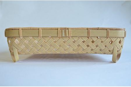 【佐渡竹工芸】正方形かご（四ツ目編み）