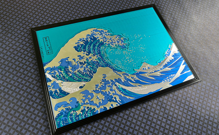Metal Artwork 金属絵画「富嶽三十六景 神奈川沖浪裏」 アクアマリン インテリア 飾り デジタル製作 アートパネル アート 雑貨 和テイスト 浮世絵 