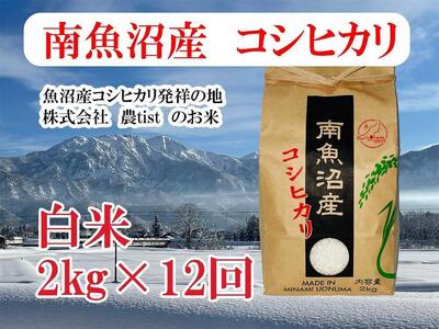 【定期便 南魚沼産】コシヒカリ 白米2kg×12回＜クラウドファンディング対象＞