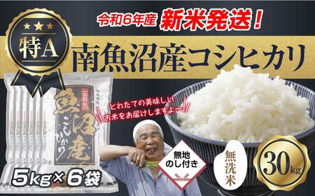 新米発送】無地のし 「無洗米」 令和6年産 新潟県 南魚沼産 コシヒカリ お米 5kg×6袋 計 30kg 精米済み（お米の美味しい炊き方ガイド付き）  お米 こめ 白米 新米 こしひかり 魚沼 南魚沼 南魚沼市 新潟県産 新潟県 産地直送 | 新潟県南魚沼市 | ふるさと納税サイト「ふる ...