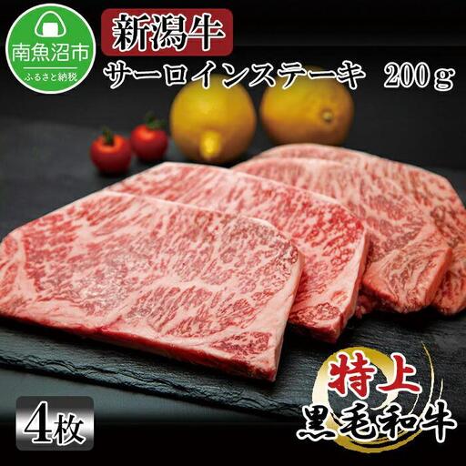 新潟牛 南魚沼産 にいがた 黒毛和牛 サーロインステーキ 200ｇ×4枚 4人前 新潟県 南魚沼市