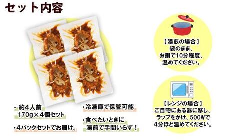 こだわり 手作り 自家製 煮込み ハンバーグ 新潟県 南魚沼市 170g×4個 約4人前