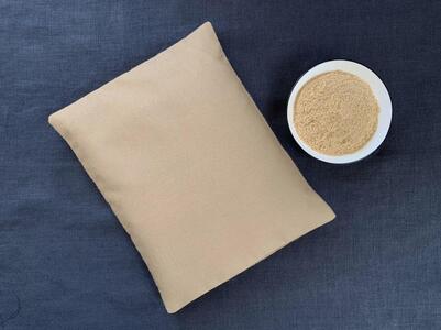 《2点セット 大判／目元用》魚沼産コシヒカリで作った米ぬか玄米カイロ 　キャメル