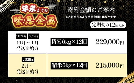 31-K6ZB【2026年2月発送開始】新潟県産コシヒカリ6kg（2kg×3袋）【12ヶ月連続お届け】