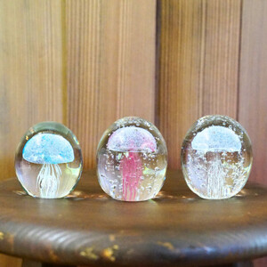 くらげオーナメント【ブルー】ガラス細工 飾り 新潟県 弥彦村_ガラス細工 クラゲ 飾り インテリア ギフト プレゼント ハンドメイド ガラス工芸_【1451280】