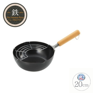 NEWグルメパワー 木柄いため兼用天ぷら鍋20cm 【ガス火OK IH対応】新潟県 弥彦村 鉄製【1632248】