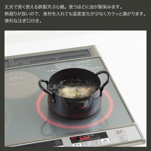 NEWグルメパワー 共柄天ぷら鍋16cm 【ガス火OK IH対応】新潟県 弥彦村 鉄製 揚げ鍋【1632257】