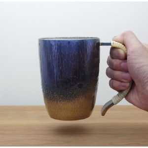 【冷たい口当たり】銅製 青藍色 ジョッキ(500ml) ビール 手作り 贈答品 新潟県 弥彦村_鎚起銅器 ジョッキ お酒 ビールジョッキ ギフト プレゼント 贈答_【1259259】