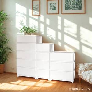 デコニーシーヴォワイド 5段　ホワイト_収納 衣装ケース 衣類収納 収納棚_【1288459】