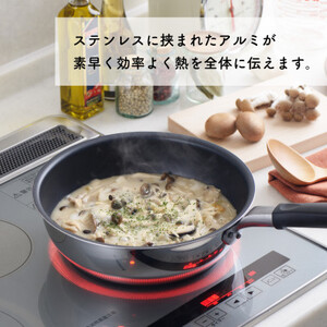 アルサス4 深型フライパン(24cm)IH対応 4層構造 新生活 一人暮らし 新潟県 弥彦村_フライパン 深型 IH キッチン用品 調理器具_【1361640】