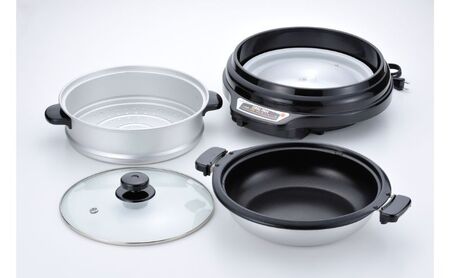 グリルパン27cm　蒸し鍋付き　キッチン用品 調理家電  蒸し料理 深型 煮込み料理 卓上