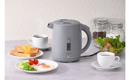 転倒湯漏れ機能付き　電気ケトル1.0L　グレー　電化製品 キッチン用品  電気ケトル 空だき防止機能 こぼれにくい 卓上