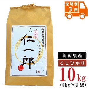 <定期便3回> 米 10kg 新潟県産 コシヒカリ 令和4年産 奥阿賀 仁一郎 5kg×2袋 | こしひかり 白米 精米 送料無料 お取り寄せ お米