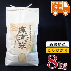 <定期便9回> 米 8kg 新潟県産 コシヒカリ 令和4年産 阿賀 上川 源流米 8kg × 1袋 | 七福の恵 こしひかり 白米 精米 送料無料 お取り寄せ お米