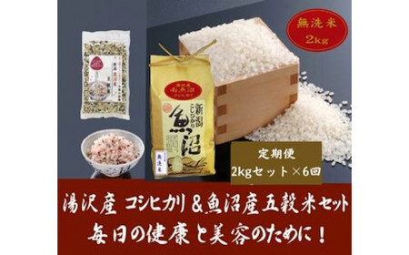 6ヶ月定期便】令和5年産 湯沢産コシヒカリ＜無洗米＞2kgと「日本で唯一