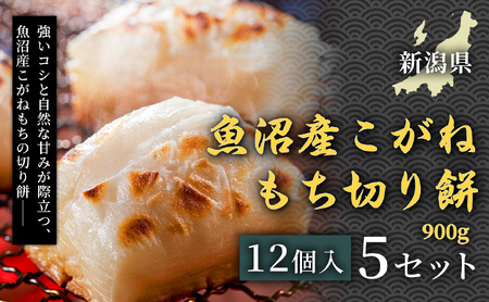 魚沼産こがねもち切り餅 900g（12個入） 5セット | 津南町 餅