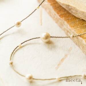 淡水パールとコットンパールのビーズ・ケプラーネックレスセット(ブラウン・イヤリング)【配送不可地域：沖縄県】【1479516】