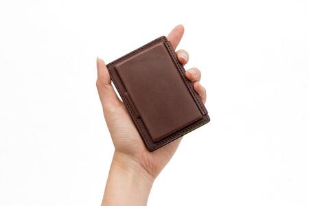 colm名刺入れ　ブルー　立体成型で作った本革製カードケース