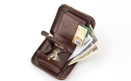 colm二つ折り財布 ブラウン 立体成型で作った本革製財布