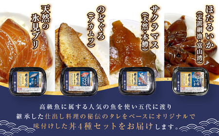 富山湾の高級海鮮丼ぶりの具 定番4種セット