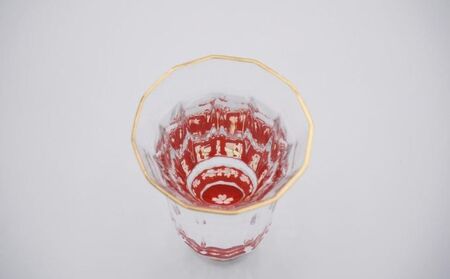 螺鈿ガラス 金杯（万華鏡） 桜（貝入）朱 高岡漆器 グラス 酒器 杯 盃