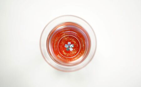 螺鈿ガラス/杯クリスタル 桜（貝入）黒朱2個セット 高岡漆器 酒器 盃 セット