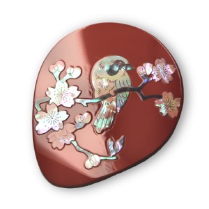 螺鈿細工 手鏡 桜に樫鳥(朱) | 富山県高岡市 | ふるさと納税サイト 