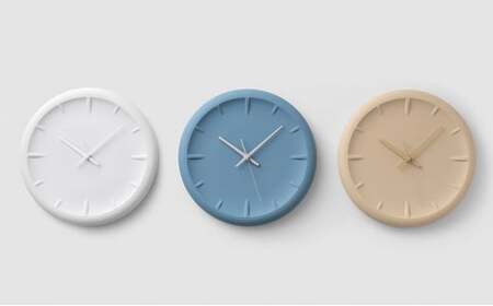 RELIEF / RF22-06 BL レムノス Lemnos 時計 装飾品 工芸品 時間 インテリア オブジェ 壁掛け時計 磁器 シンプル ガバ鋳 セラミックジャパン  FAD-0869