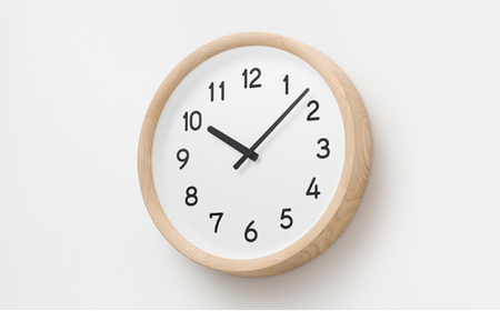 basin number / ナチュラル(PIL23-04 NT) インテリア 掛時計 時計 レムノス 木材 クリ 丸みを帯びたオリジナルフォント シンプル リビング 寝室 FAD-1035