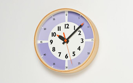 fun pun clock with color！YD23-09 LI インテリア 置時計 壁掛け時計 アナログ時計 子ども部屋 部屋 くすみカラー プライウッド枠  FAD-1189