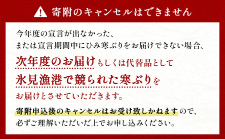 ＜半身＞氷見の寒ぶり　8～10kg台物 真空パック【ひみ水産】※配送エリア限定※　