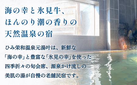 富山県氷見市◇温泉宿「ひみ栄和温泉元湯叶」◇宿泊・食事補助券 1万円分｜宿泊券 クーポン チケット 海鮮