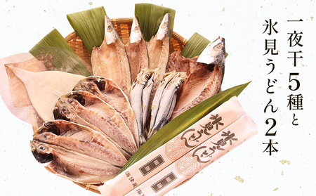氷見 堀与おすすめ一夜干5種と氷見うどん2本 富山県 氷見市 干物 詰め合わせ 食べ比べ セット うどん