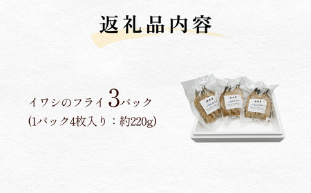 氷見産いわしのフライ 合計12枚(4枚×3パック)〈冷凍〉