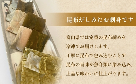 越田商店　昆布締め詰め合わせセット 富山県 氷見市 刺身 昆布〆 エビ カジキ 鯛 イカ