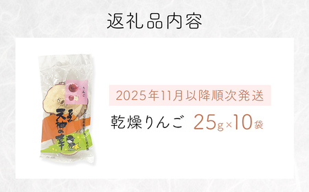 乾燥りんご 25g ×10袋  富山県 氷見市　ドライフルーツ 乾物 林檎 保存 スナック お菓子 スイーツ おやつ