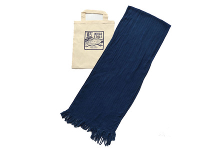 藍染めコットンリネンストール 1  黒部の名水染め ファッション小物 首元 おしゃれ メンズ レディース やわらかな肌ざわり 程よい冷涼感 軽い オールシーズン 