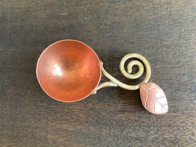 銅製　コーヒーメジャースプーン（丸型・葉）（EE02）