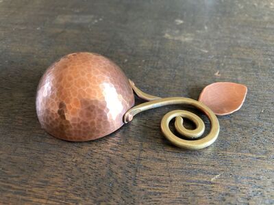 銅製　コーヒーメジャースプーン（丸型・葉）（EE02）