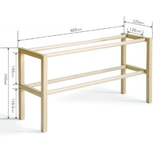 木製「シューズラック(2段)ナチュラル」