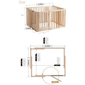 【両開扉・伸縮】木製ペットサークル ナチュラル