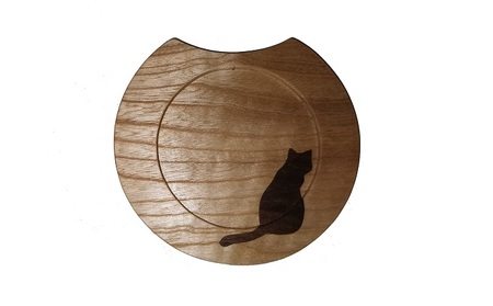 富山木象嵌　天然木手作りコースター　猫（3枚セット）