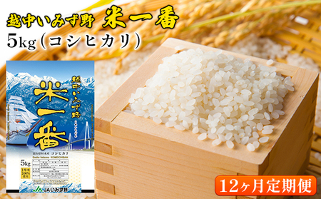 【12ヶ月定期便】越中いみず野米一番 5kg(コシヒカリ)