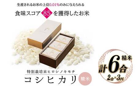 特別栽培米 コシヒカリ ヒロシノキモチ 精米 合計6合 (2合×3PC) ブランド米 銘柄米 国産 米 お米 日本米 ギフト 贈り物 備蓄 防災 食品 陽咲玲 はるざれ F6T-923