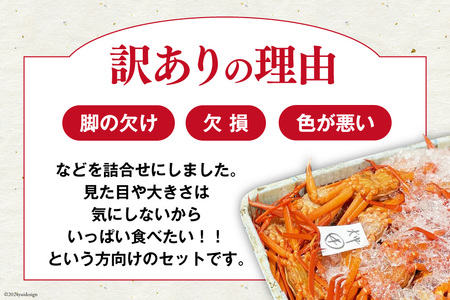 【期間限定発送】 【漁師厳選】 訳あり 紅ズワイガニ ボイル済 中サイズ3～4杯 計1.2kg前後 [聖徳丸 富山県 朝日町 34310512]