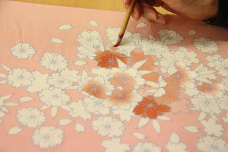 兼六園菊桜 手描加賀友禅染 帯