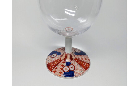 酒グラス 菊花文 赤 九谷焼