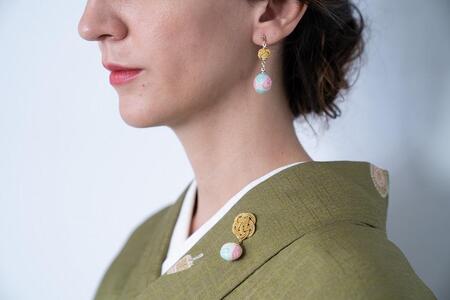 てまりふ×金沢箔ゴールド水引ピアスとネックレスのセット