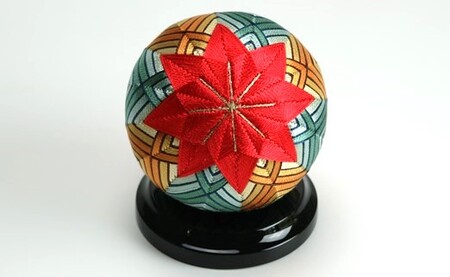 【加賀花てまり】（けいとう）花てまり・大［黒塗台］