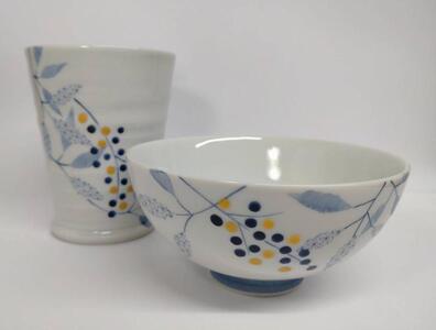 睦揃 南天 九谷焼